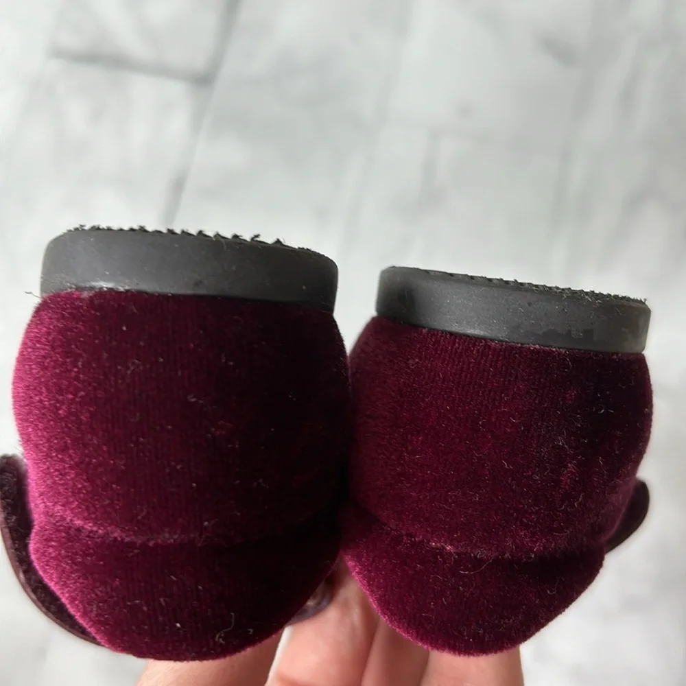 Naturino Burgundy Velvet Mary Jane Flats with Bows